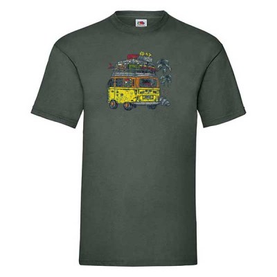 ΠΡΑΣΙΝΟ ΣΚΟΥΡΟ t-shirt FRUIT OF THE LOOM με στάμπα A417